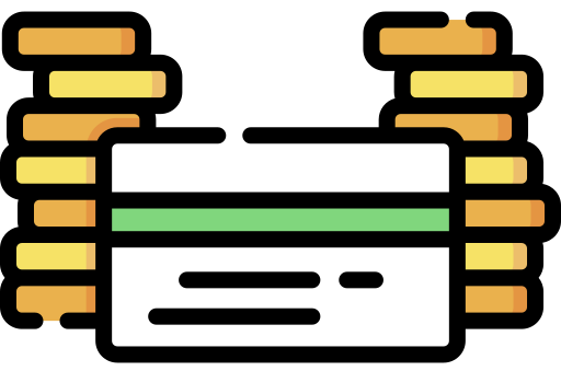 Prepaid-Bezahlung – Kreditkarte mit Münzen Icon